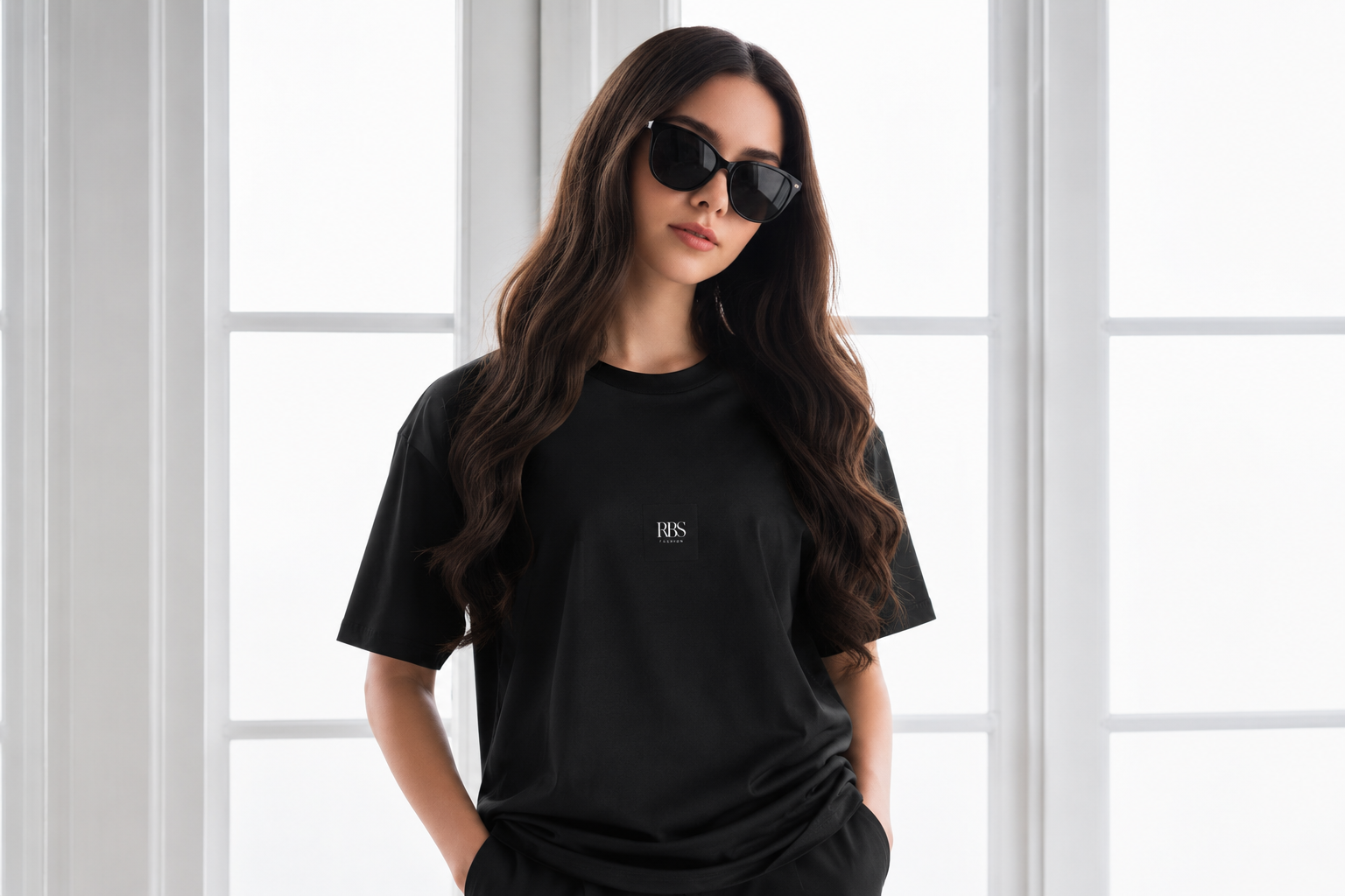 RPS Embroidered Essential Black Women's T-Shirt